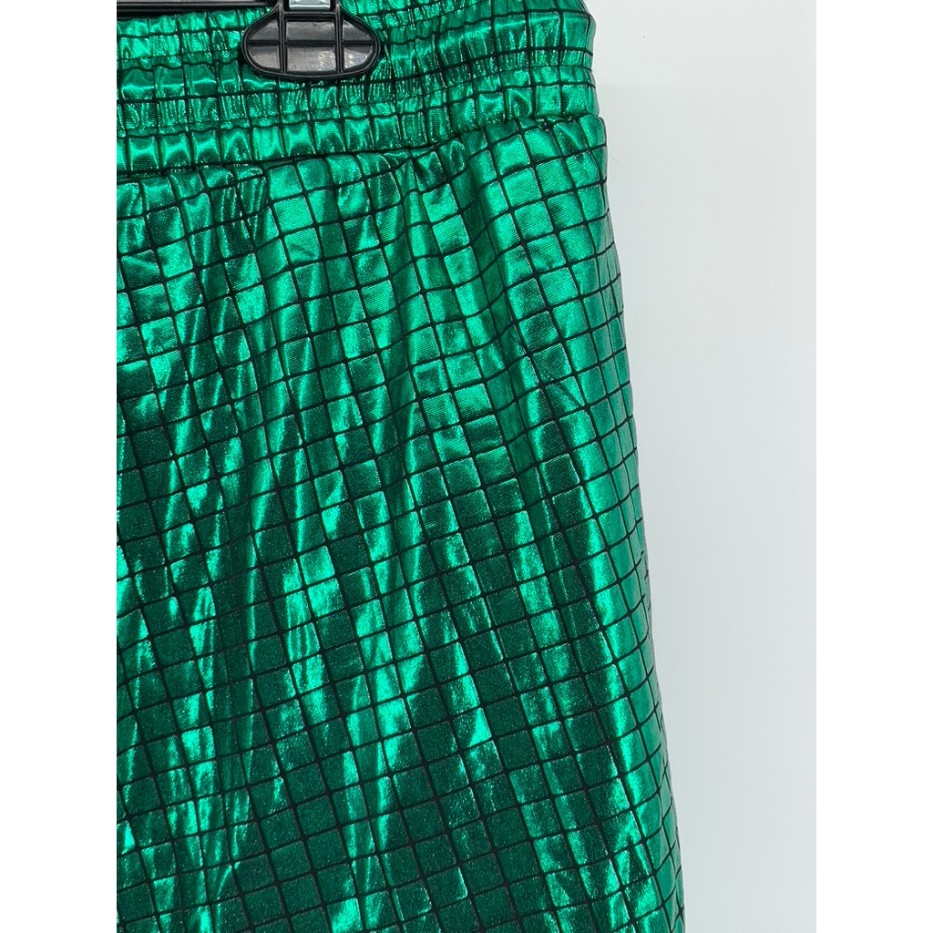 CASEY KEVIN Men's Green Metallic Square Print Shorts SZ 2XL