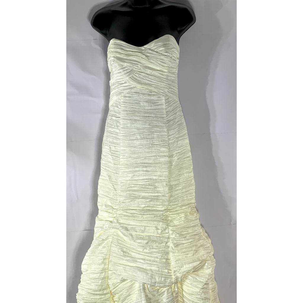 N PHASE FASHION Women's Cream Textured Strapless Gown SZ 6