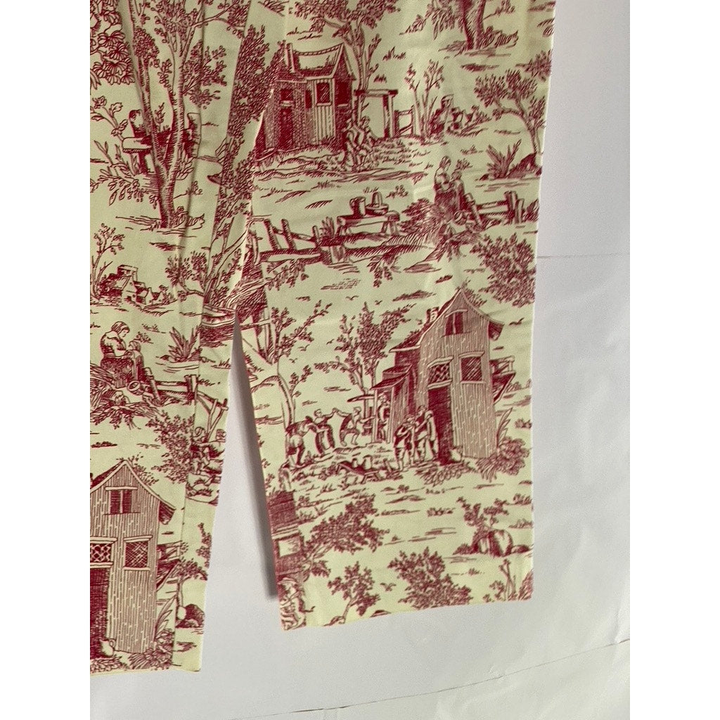 WHITE STAG Women's Vintage Tusk Red-White Printed Prairie Capri Pant SZ 10