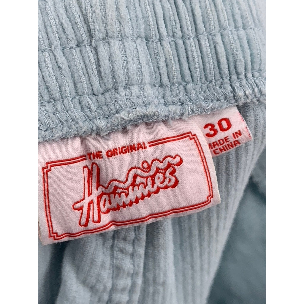 HAMMIES Women's Light Blue Corduroy Casual High-Rise Large Pocket Shorts SZ 30
