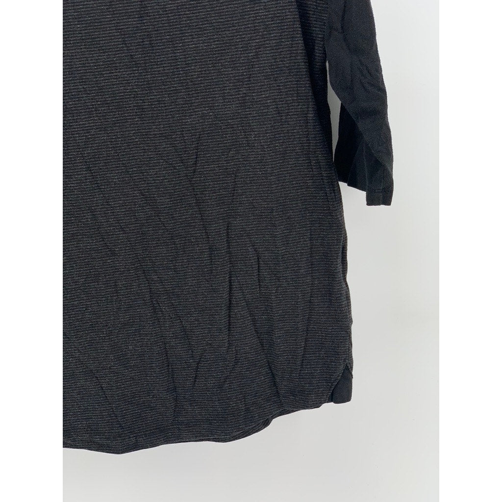 ROCK & REPUBLIC Men's Black Micro Stripe 3/4 Sleeve T-Shirt SZ S