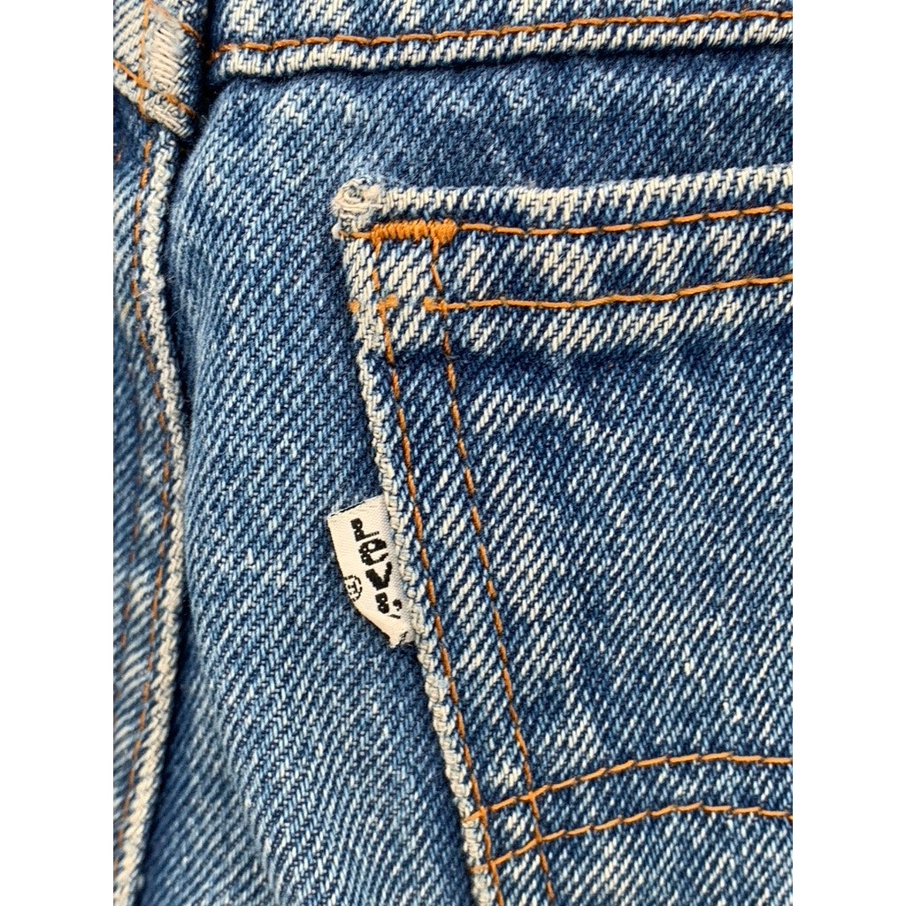 LEVI'S Misses Vintage Medium Blue Denim Frayed Classic Straight Jeans SZ L