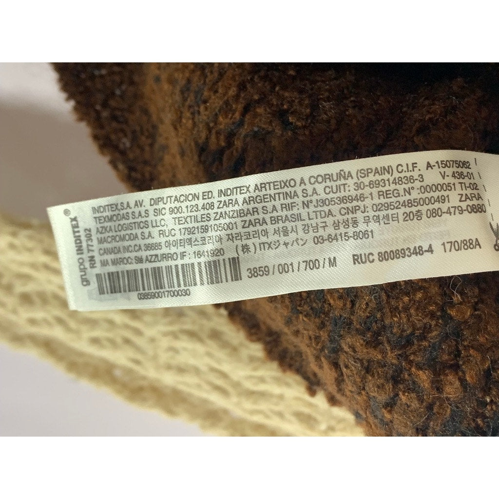 ZARA Women's Brown/Tan Knit Straight-Neck Long Sleeve Crop Top SZ M