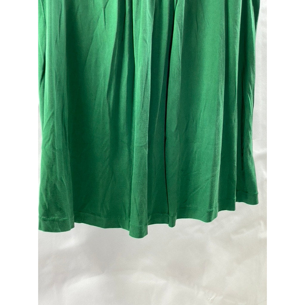 BANANA REPUBLIC Women's Green Silk Scoop-Neck Pleated Tank Top SZ M
