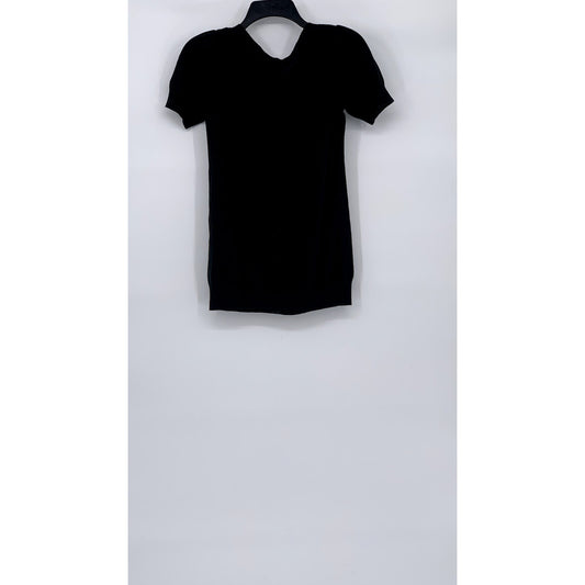 TALULA BABATON Women's Black Solid Knit With Cashmere Short Sleeve Top SZ S