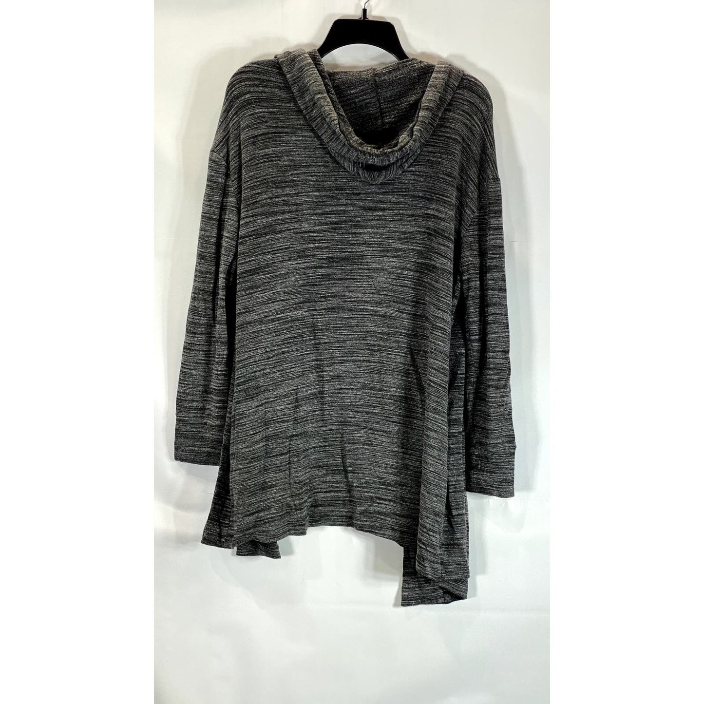 DAILY RITUAL Women's Charcoal Heather Cozy Knit Hooded Open Front Cardigan SZ M