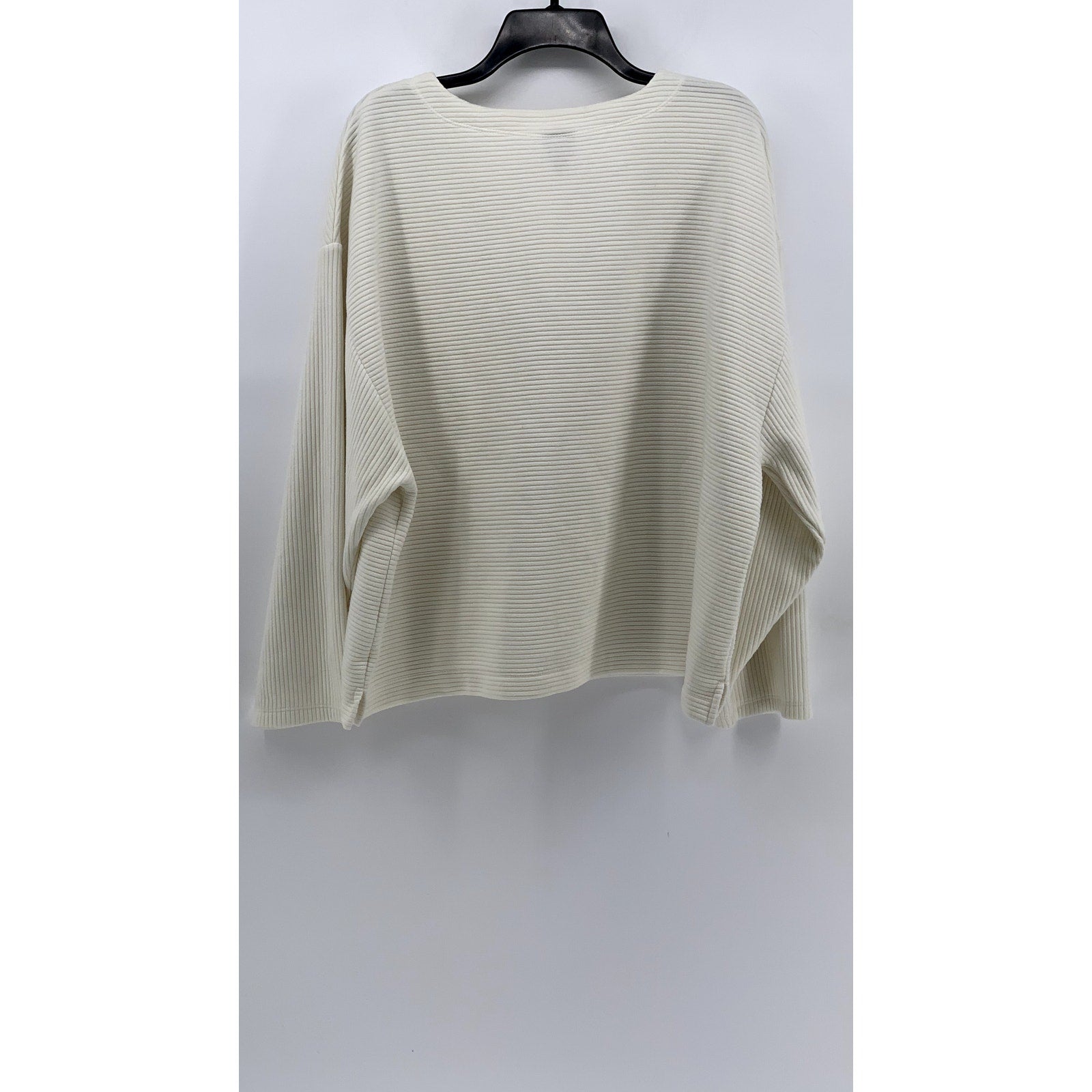 A NEW DAY Women's Off-White Ribbed Crewneck Pullover Sweatshirt SZ XL