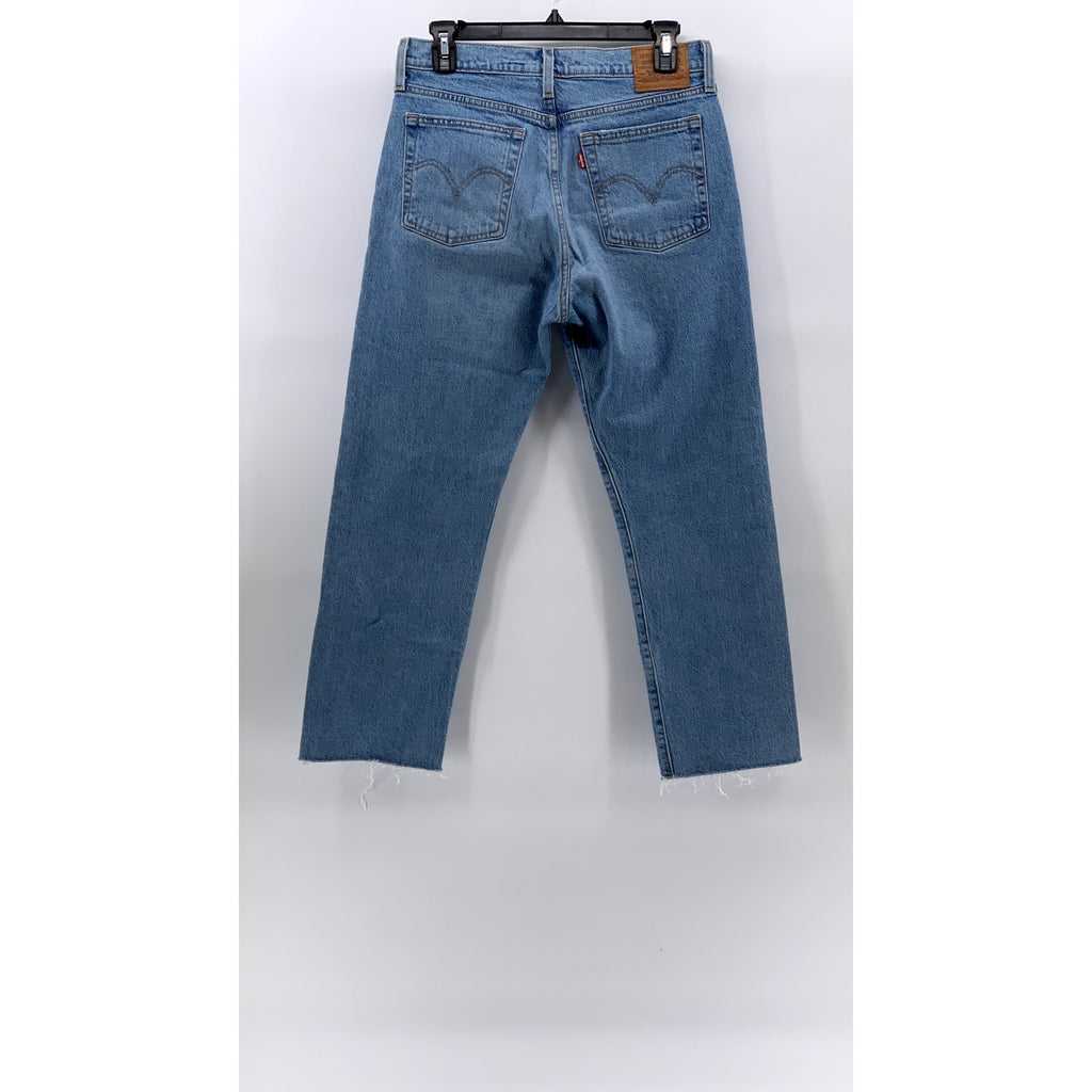 LEVI'S Women's Light Blue Denim Wedgie Straight Cropped Five-Pocket Jeans SZ 28