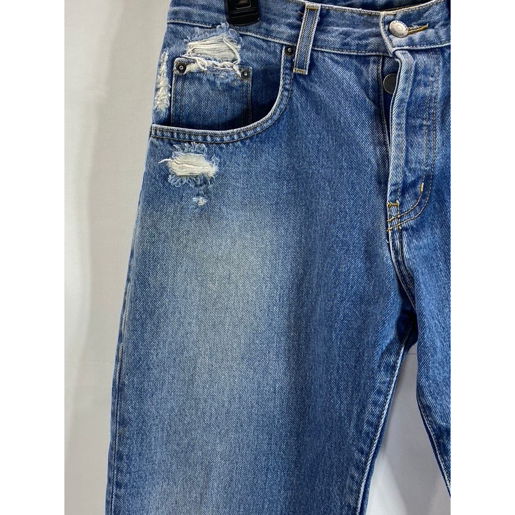 CARMAR DENIM Women's Blue Ripped Straight-Leg Jeans SZ 27