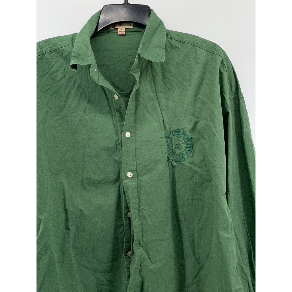 BITTER CELLS Women's Green Button-Up Long Sleeve Top SZ F(OS)