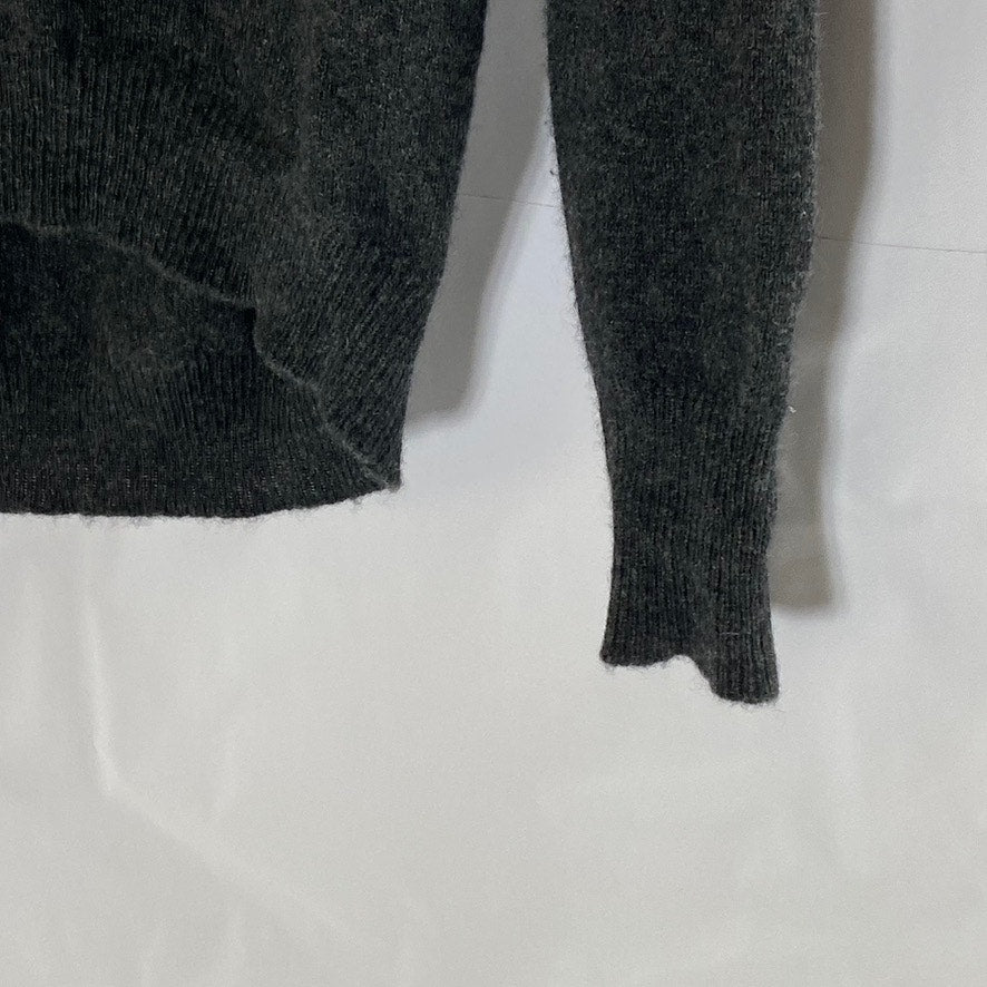 AQUA Women's Dark Gray-Pink "Paris" Logo Crewneck Cashmere Hi-Low Sweater SZ XS