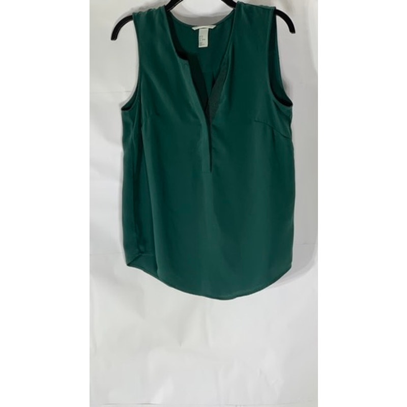 H&M Women's Dark Green V-Neck Sleeveless Lightweight Relaxed Fit Top SZ 6