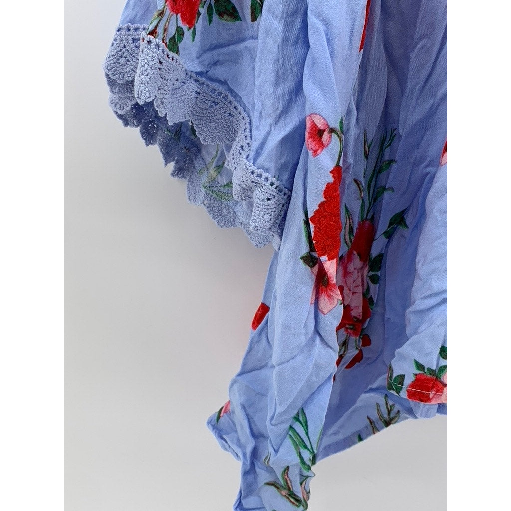 TIME & TRU Women's Blue Floral Open Front Cardigan SZ OS