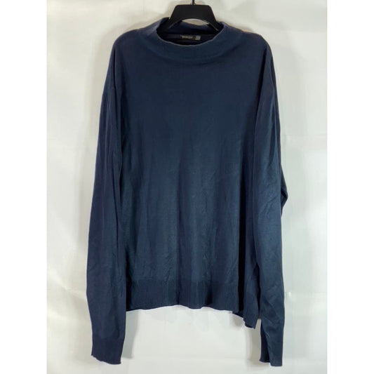 BAGAZIO Men's Navy Blue Acrylic Mock Neck Pullover Knit Sweater SZ 2X