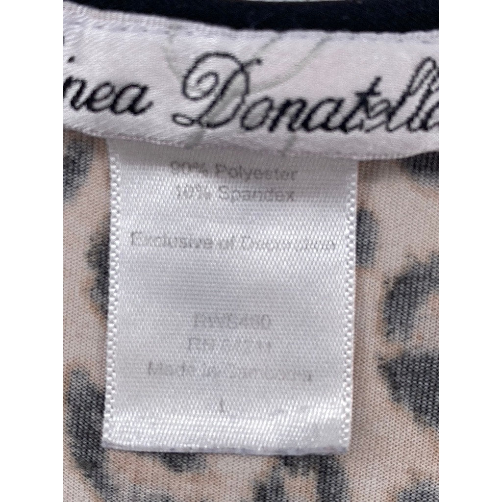 LINEA DONATELLA Women's Brown-Black Animal Print V-Neck Pajama Gown SZ L