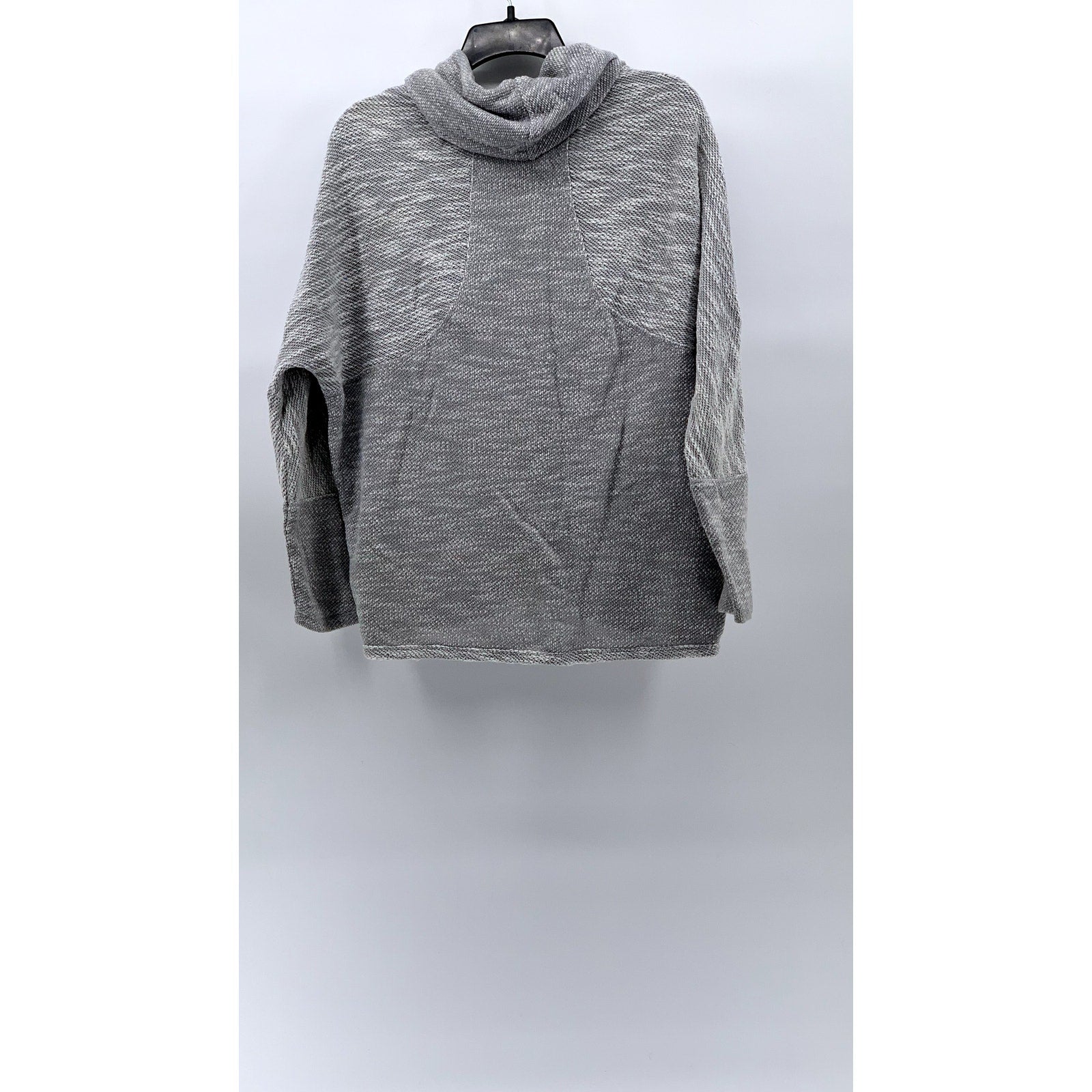 CALVIN KLEIN Women's Gray Cowl-Neck Tulip-Hem Long Sleeve Knit Sweater SZ M