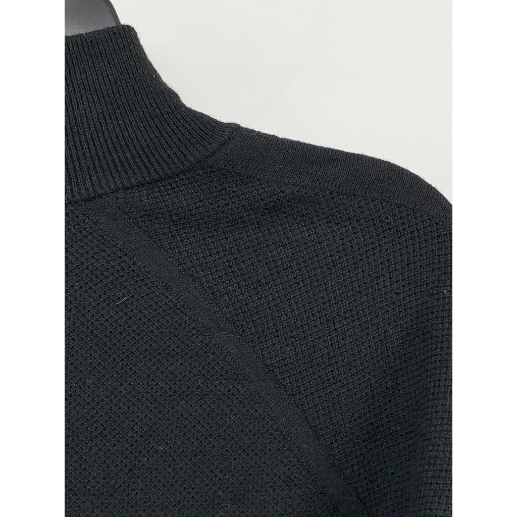 L.L. BEAN Women's Black Honeycomb Merino Wool-Blend Half-Zip Sweater SZ S