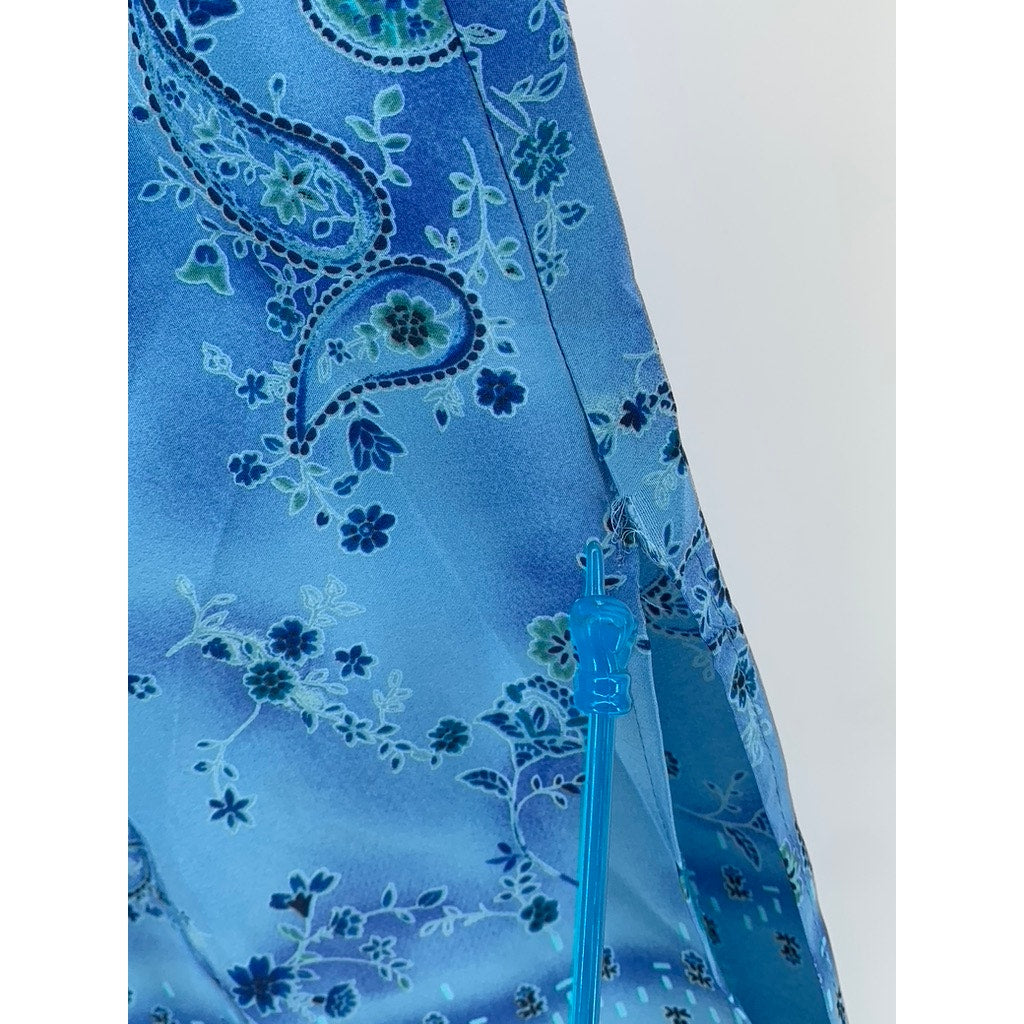 RIKKI J New York Women's Vintage Long Blue Paisley Skirt SZ L