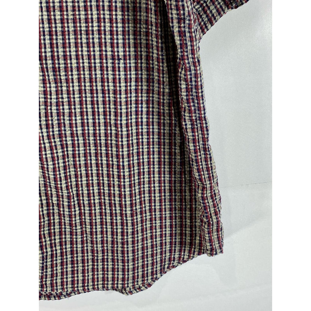 AMERICAN EAGLE OUTFITTERS Men's Red/Blue Mini Check Vintage Button-Up Shirt SZ L