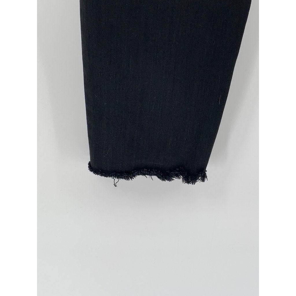 MADEWELL Women's Black 9" Mid-Rise Skinny Leg Frayed Cropped Jeans SZ 28