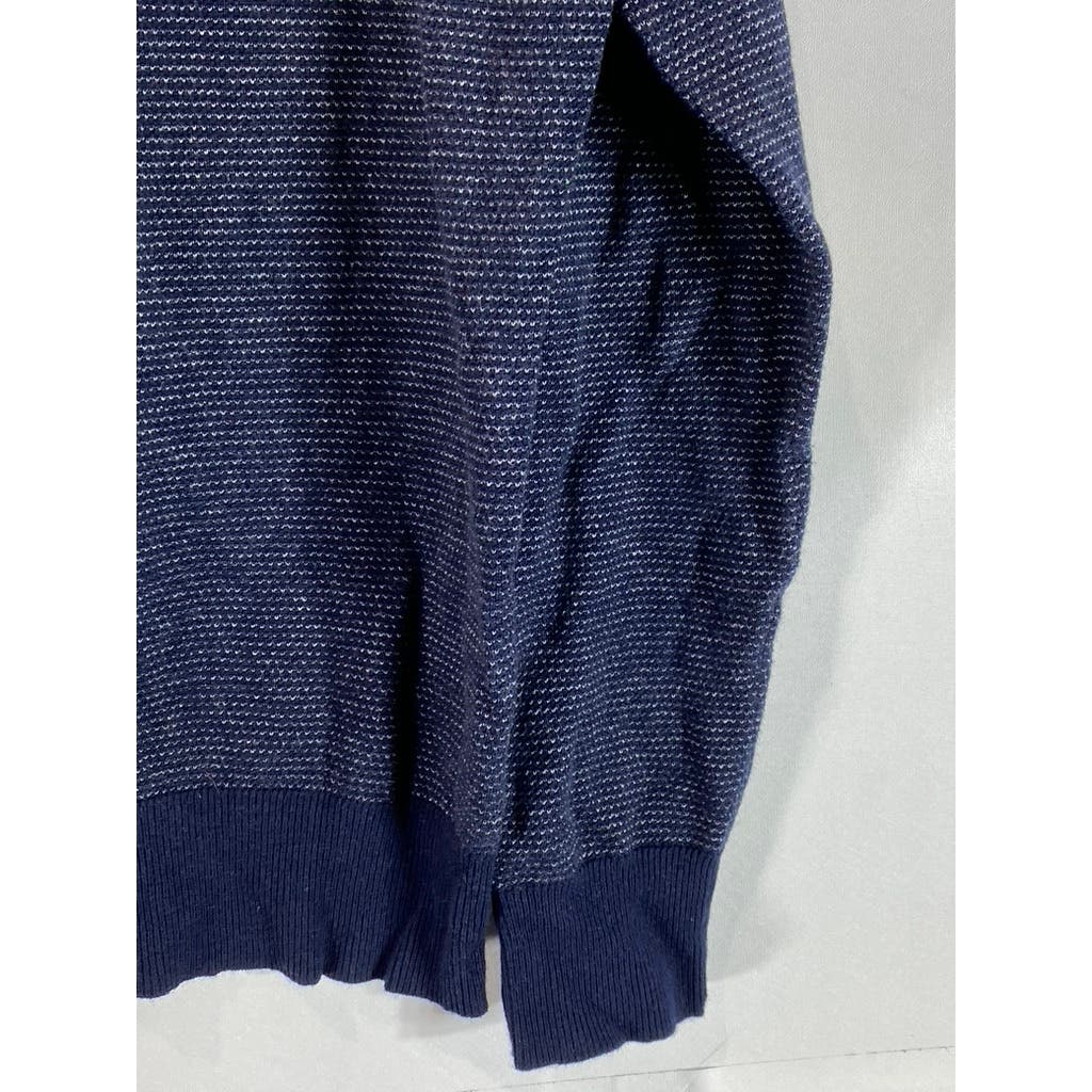 J.CREW Men's Navy Birdseye Stitch Crewneck Cotton-Cashmere Pique Sweater SZ M