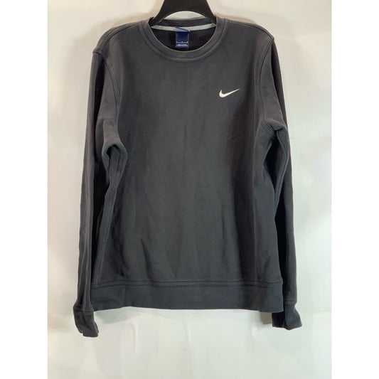 NIKE Men's Black Crewneck Solo Swoosh Fleece Pullover Sweatshirt SZ L