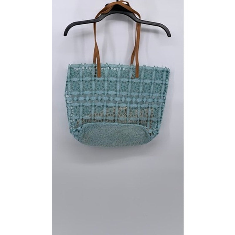 ZINGARA Women's Light Blue Floral Square Lace Large Tote Bag