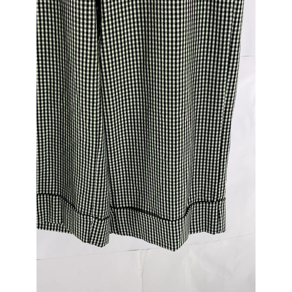 ZARA Women's Black/White Shepherd Check Straight Cuffed Wide-Leg Pant SZ S