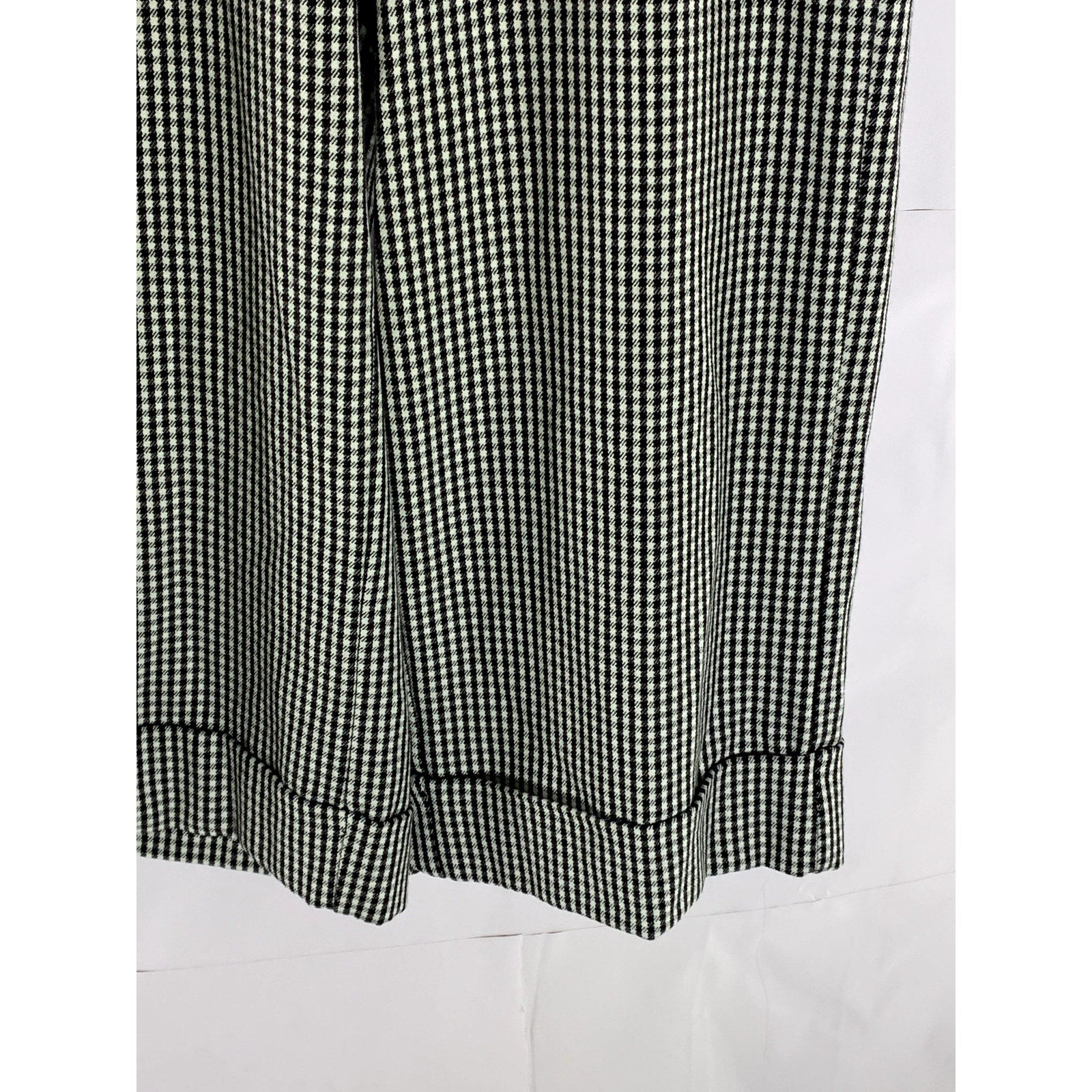 ZARA Women's Black/White Shepherd Check Straight Cuffed Wide-Leg Pant SZ S