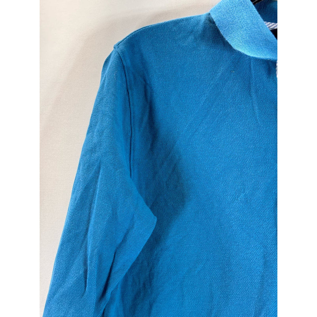 BROOKS BROTHERS FLEECE Men's Blue Cotton Pique Long Sleeve Polo Shirt SZ L