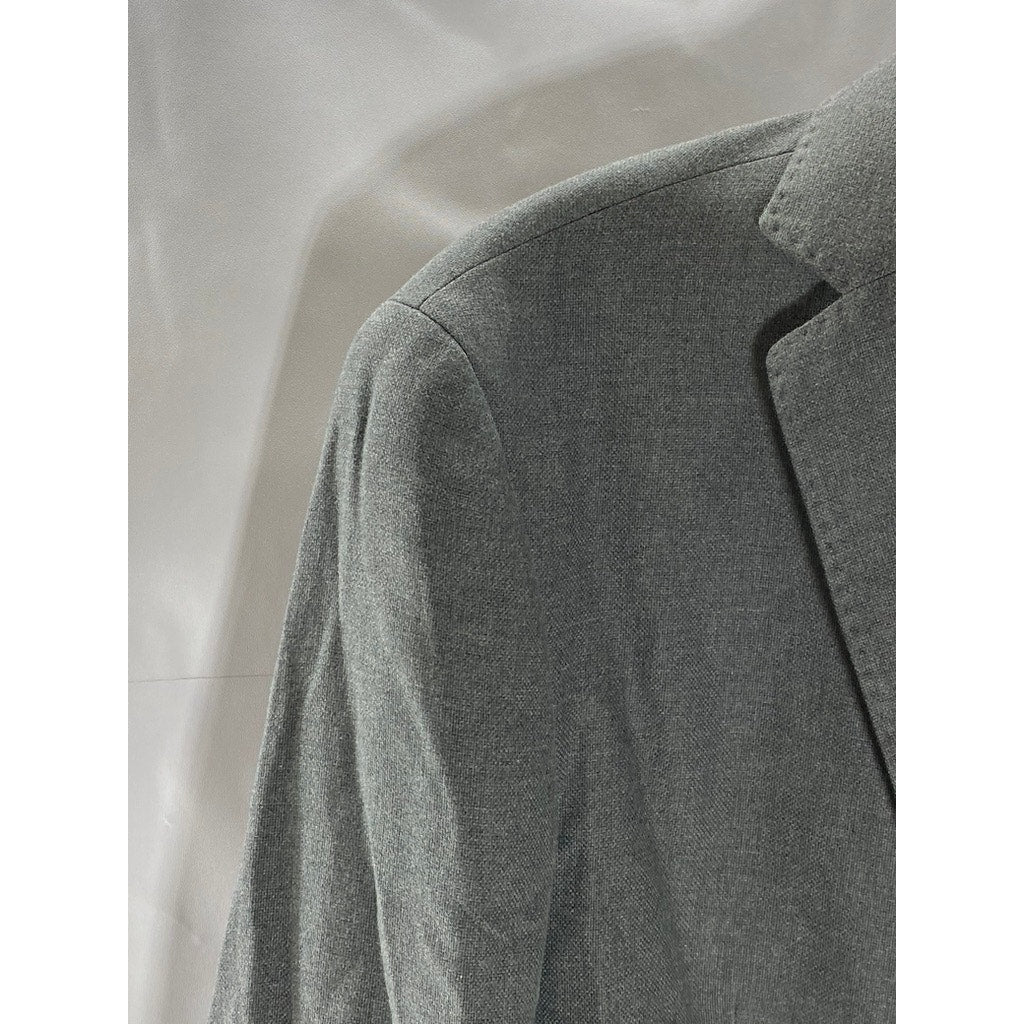 EL GANSO Men's Gray Two-Button Elbow Patch Regular-Fit Blazer SZ 52(US42)