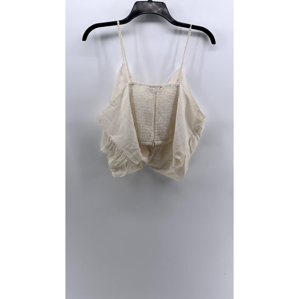 ABERCROMBIE & FITCH Women's Cream V-Neck O-Ring Cropped Top SZ XL