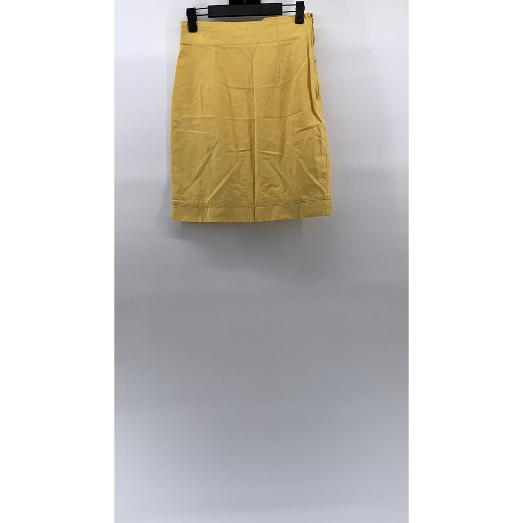 SISLEY Women's Mustard Yellow Cotton Straight Mini Skirt SZ 26(US 6)