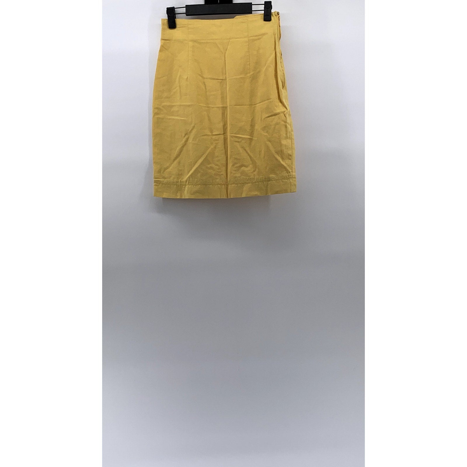 SISLEY Women's Mustard Yellow Cotton Straight Mini Skirt SZ 26(US 6)