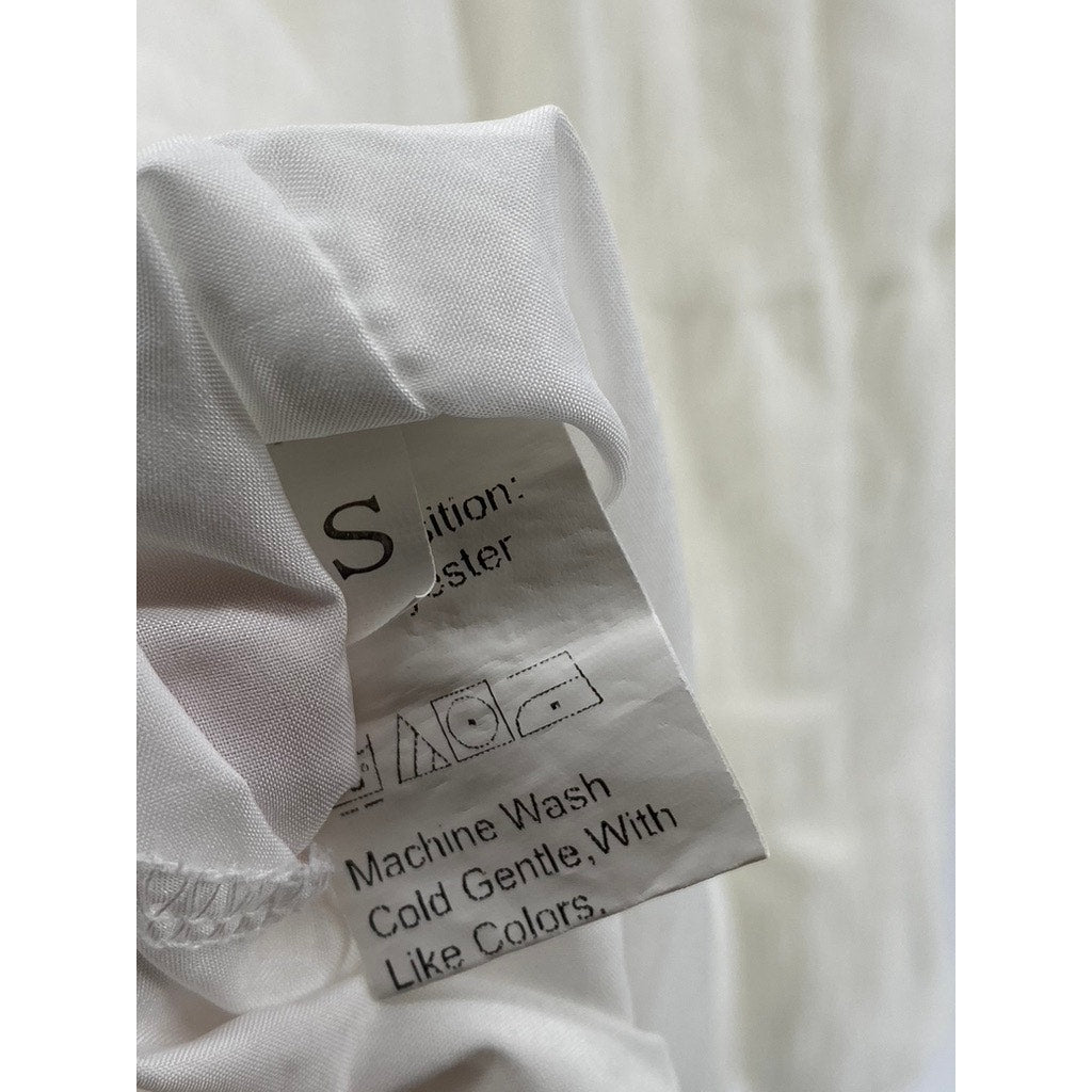 UNBRANDED Women's White Square-Neck Spaghetti Strap Tiered Mini Dress SZ S