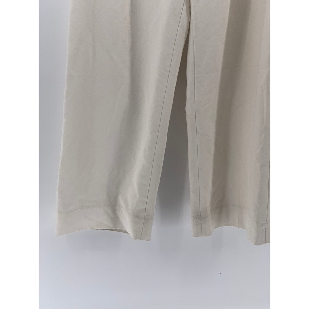 ESTELLA. K Women's Cream Pleated High-Rise Wide-Leg Pants SZ S