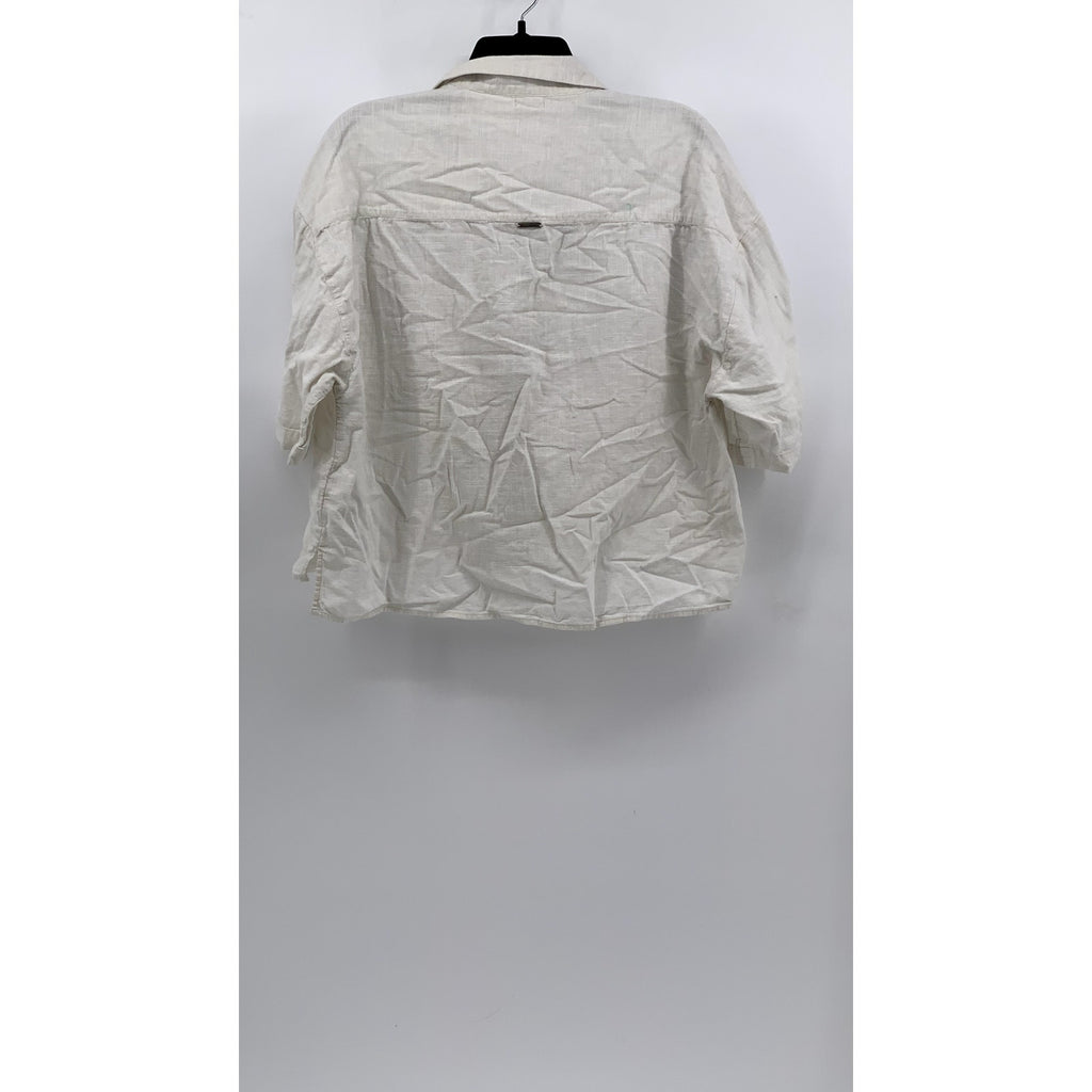 BILLABONG Women's White Button-Up Short Sleeve Top SZ M