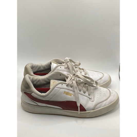PUMA Men's White-Burgundy Shuffle Lace-Up Casual Sneakers SZ 10.5
