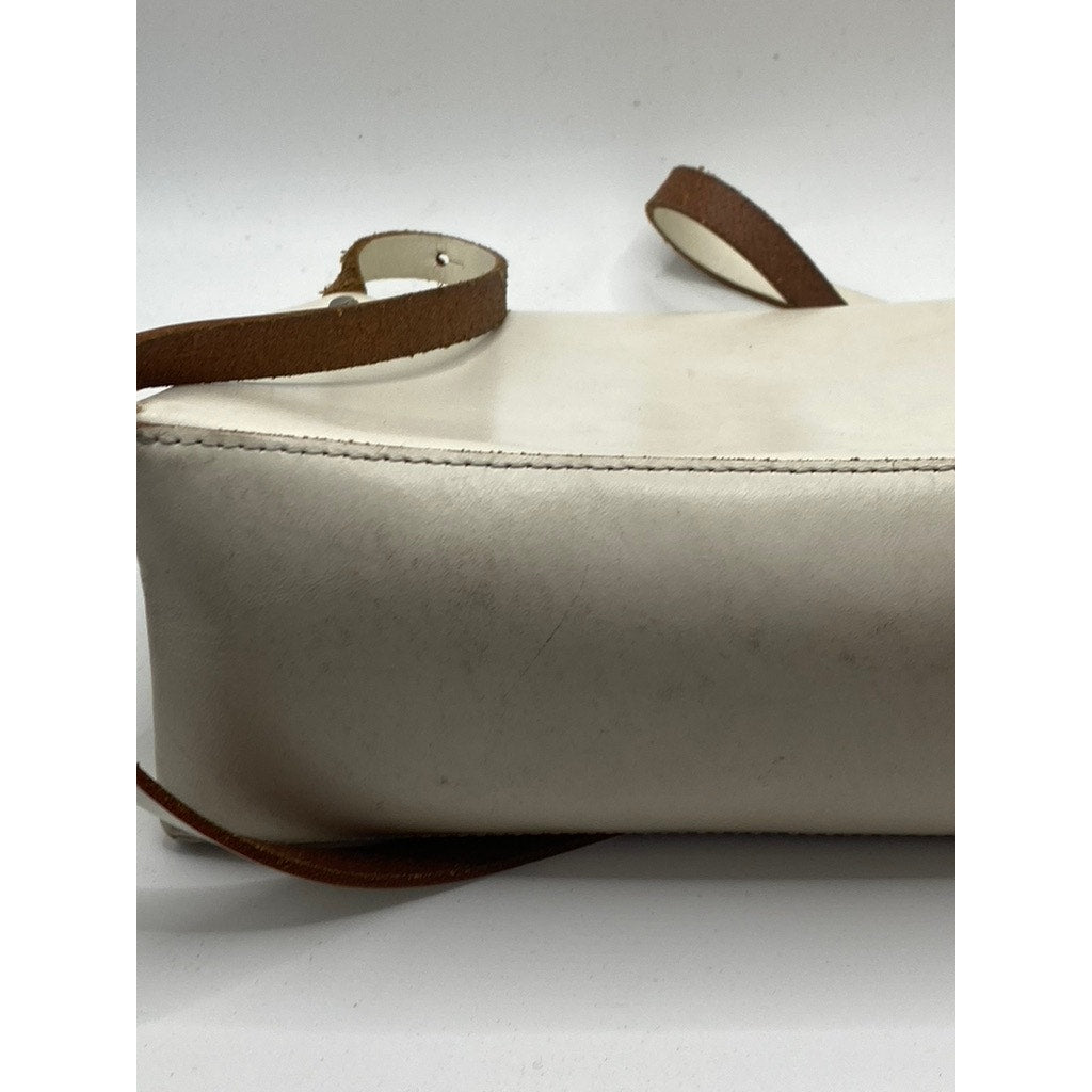 COS Women’s Cream Leather Magnetic Closure Crossbody Bag SZ OS