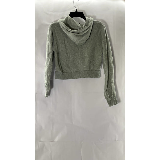 BRANDY MELVILLE Women's Gray Crystal Zip-Up Hooded Long Sleeve Sweater SZ S