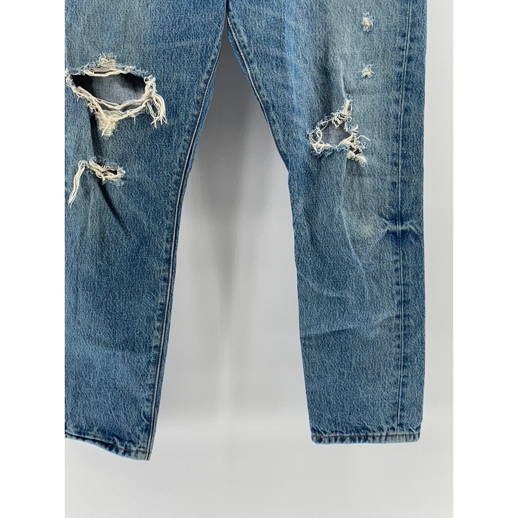 LEVI'S Men's Blue Distressed 501 S Vintage Skinny-Leg Regular-Fit Jeans SZ 30X28