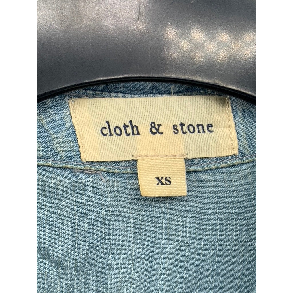 CLOTH & STONE Women's Blue Button-Up Knee Length Belted Dress SZ XS