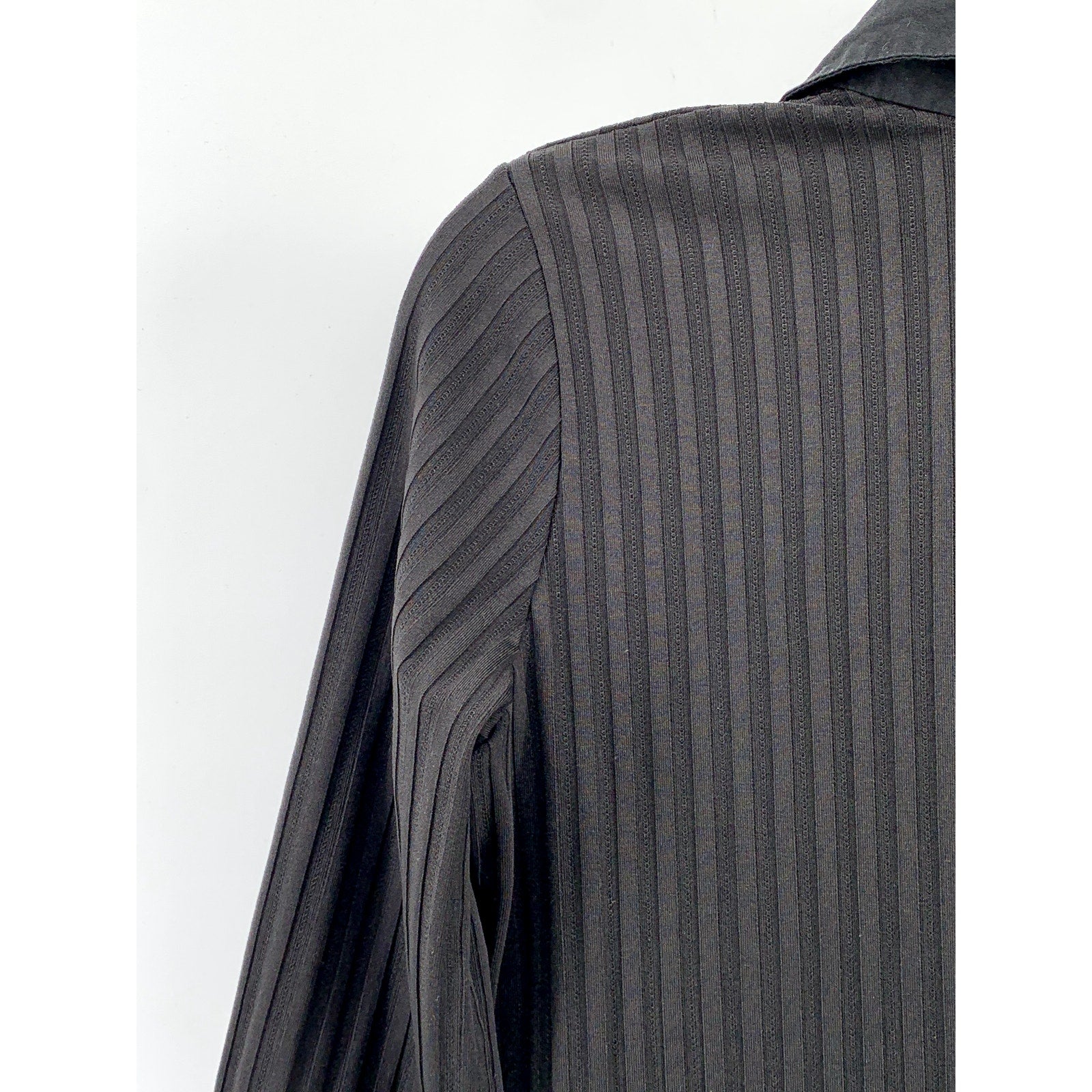 JESSICA Women's Vintage 90's Black Wide-Rib Long Sleeve Button-Up Top SZ L