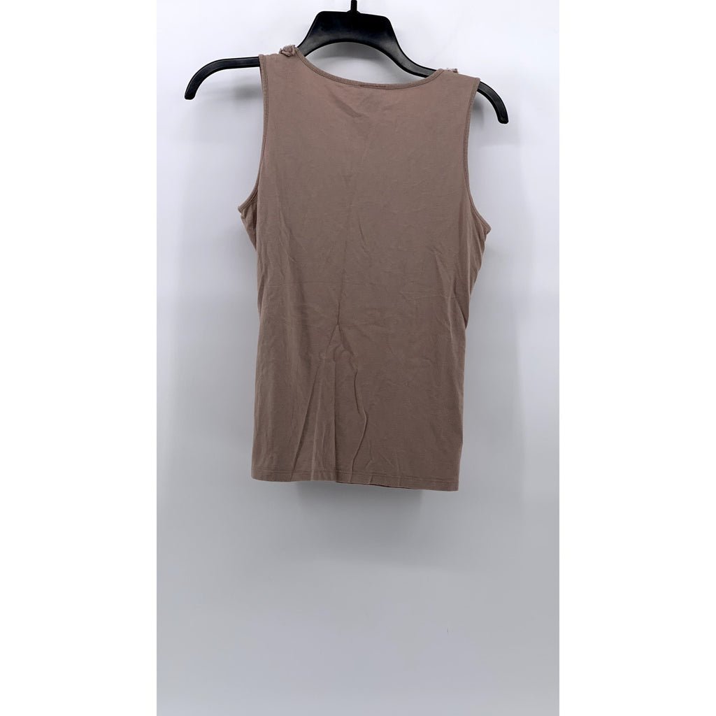 ANN TAYLOR Women's Petite Beige Textured Scoop-Neck Sleeveless Top SZ MP