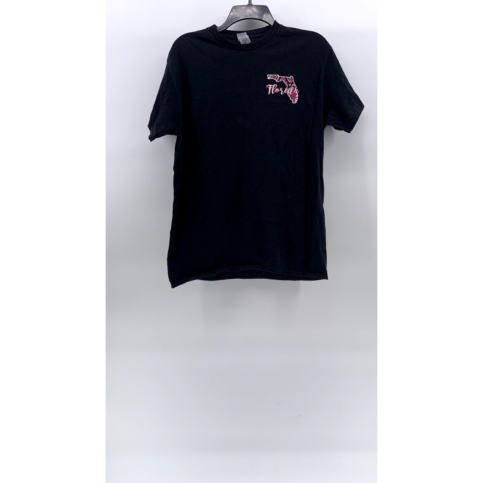 GILDAN Women's Black-Pink Florida State Snake-Print Crewneck Casual T-Shirt SZ M