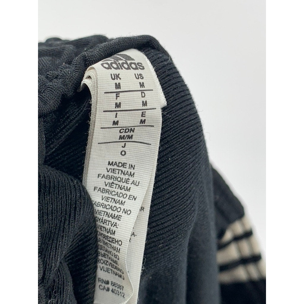 ADIDASS Men's Black-White 3-Stripe Pull-On Active Jogger Sweatpants SZ M