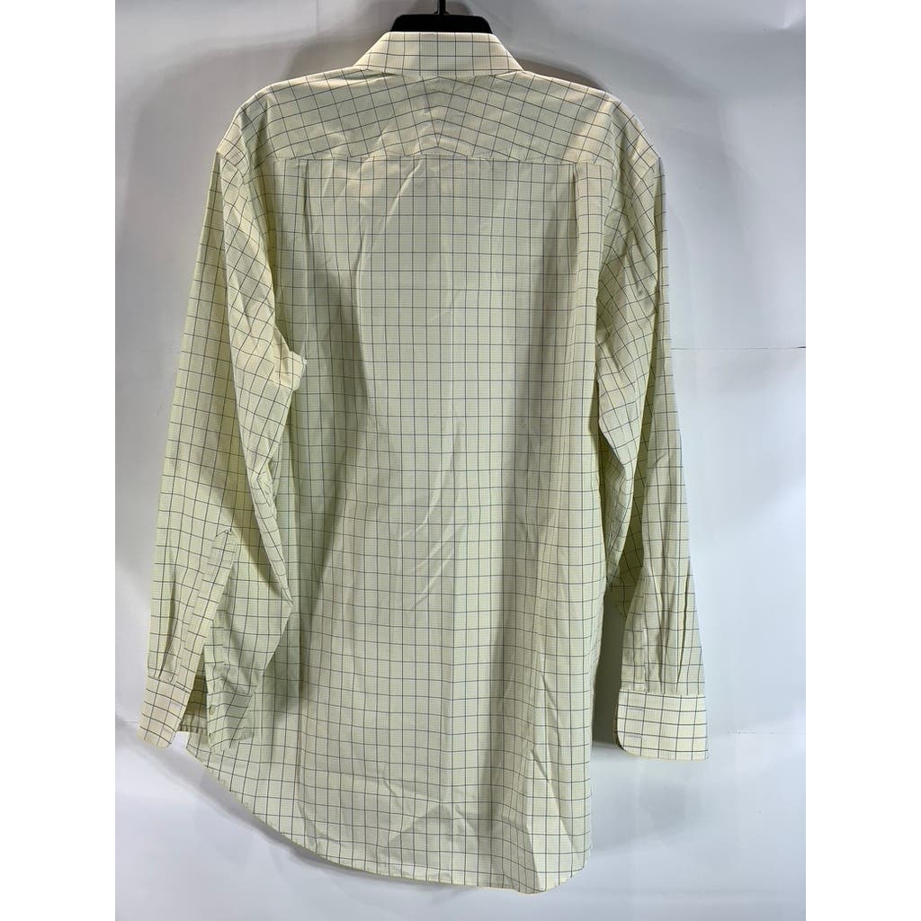 CHARLES TYRWHITT Men's Yellow Windowpane Non-Iron Button-Up Dress Shirt SZ 16.5