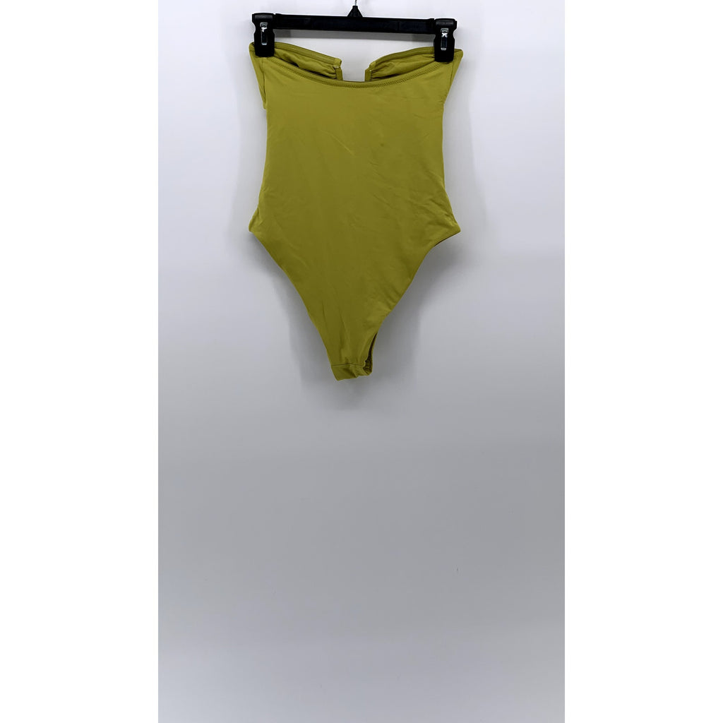 ZARA Women's Yellow-Green Cutout Strapless Swim One-Piece SZ XS