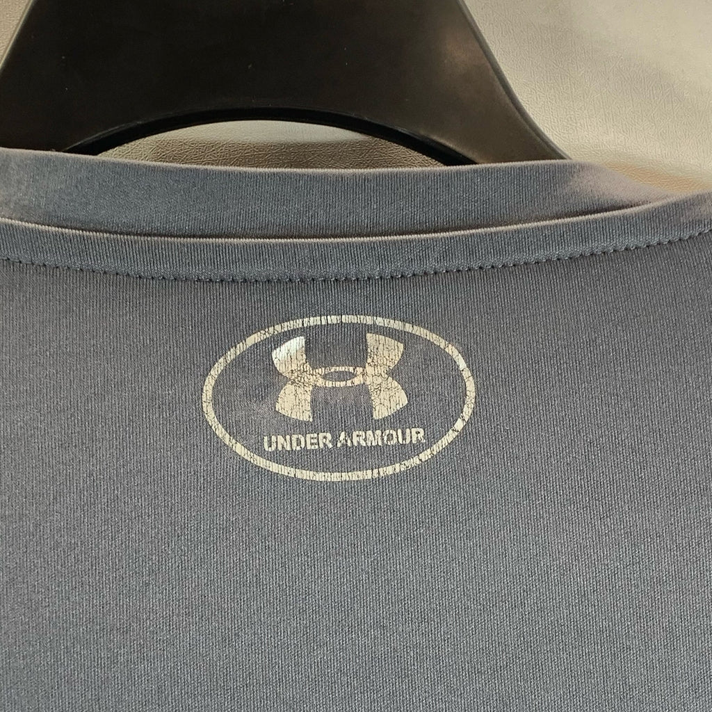 UNDER ARMOUR Men's Gray Crewneck Heatgear Loose-Fit Active T-Shirt SZ 2XL