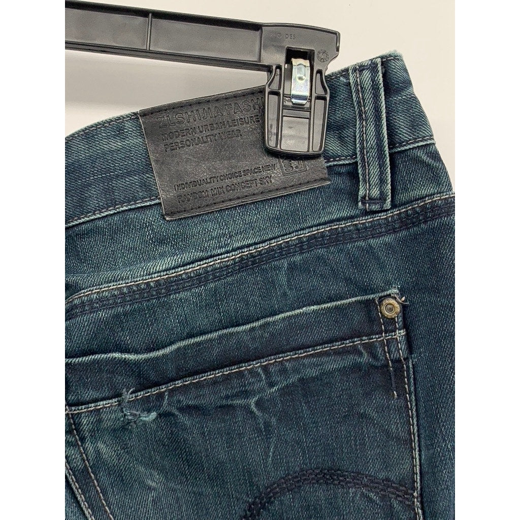 ZLSHIJIA Men's Blue Denim Straight-Leg Jeans SZ 36